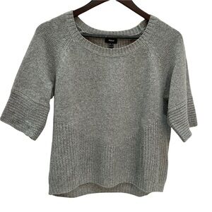 Mexx Grey Wool Blend Jewel Neckline Cropped Short Sleeve Sweater Size XS